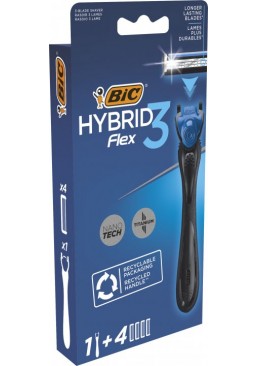 Станок для бритья мужской BIC Flex 3 Hibrid с 4 сменными картриджами 